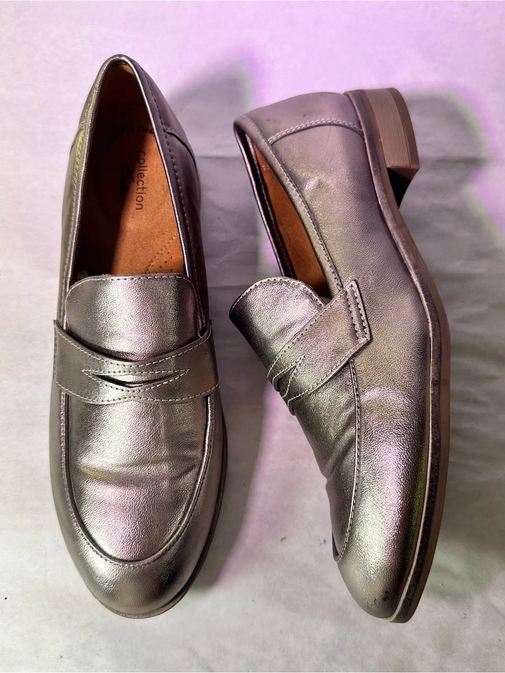 Clarks Metallic Silver Penny Loafers for Men